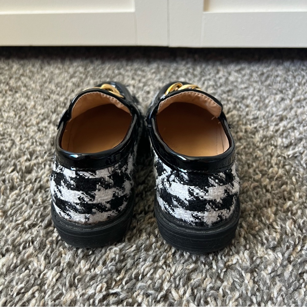 Atalina Toddler Girl Loafers Houndstooth With Gold Chain‎ Link Size 10 - Picture 7 of 16